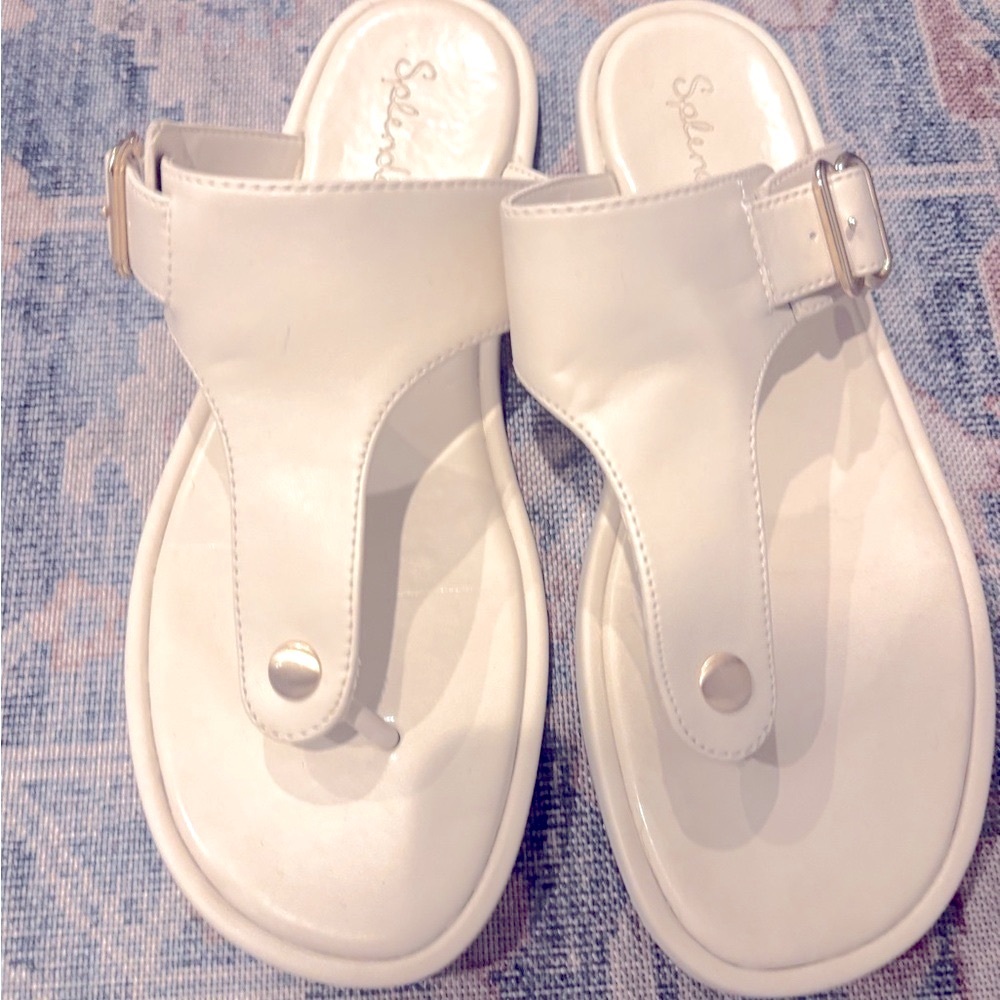 Splendid White Women's Sandals with Gold Accents